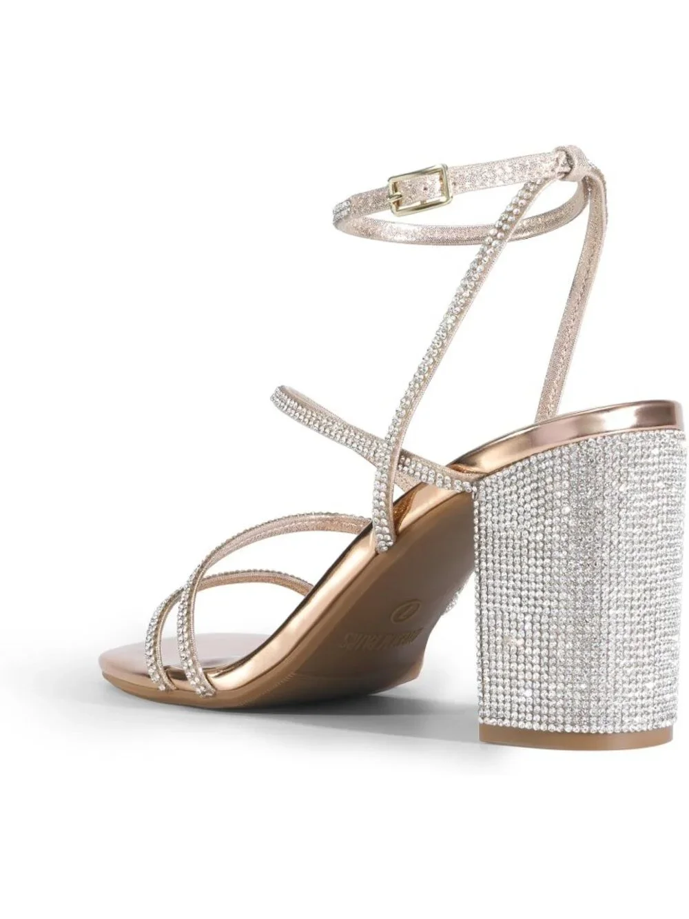 Dream Pairs Women's Rose Gold Open Toe Sleek Straps Chunky Block Heel Sandals